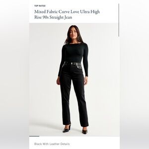 Abercrombie Curve Love Ultra High Rise 90s Straight Jean - Leather Details